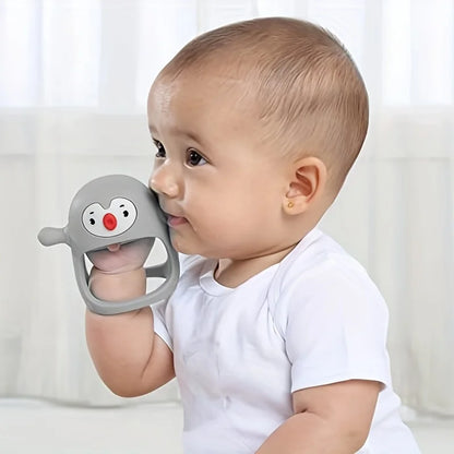 Non-toxic silicone baby teether, designed to be easily held by infants for self-soothing