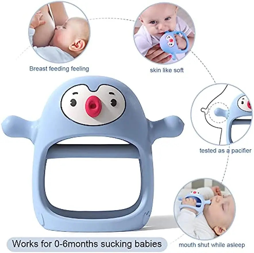 Food-grade silicone baby teether in a vibrant color, a safe and effective developmental toy