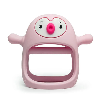 Baby pacifier-like silicone teether, offering gentle gum massage and developmental benefits