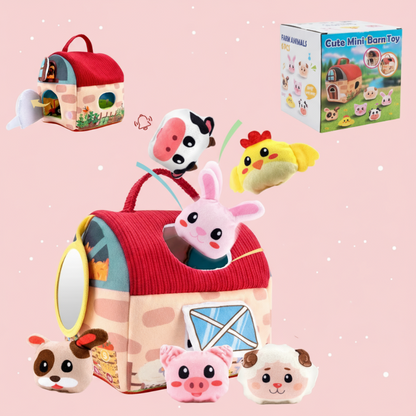 Imaginative play plush farmhouse and animal set, a safe and soft toy for infants and young children.