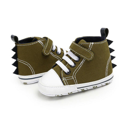 Comfortable baby canvas shoes with anti-slip soft sole for new walkers and toddlers