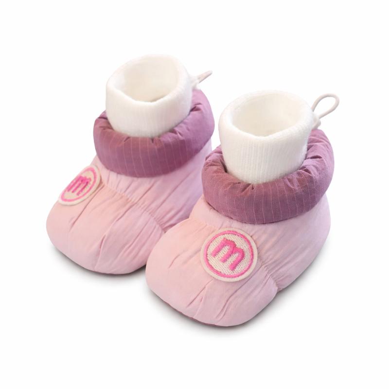 Soft sole first walking shoes for babies, fleece-lined for warmth, supportive and non-slip.