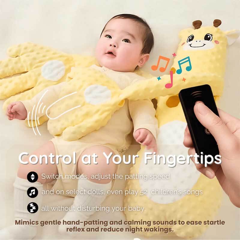 Adorable baby comfort doll, helps with sleep using gentle patting and hugging features