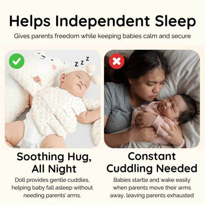 Plush baby soothing doll, an ideal sleep aid that pats and hugs for infant comfort