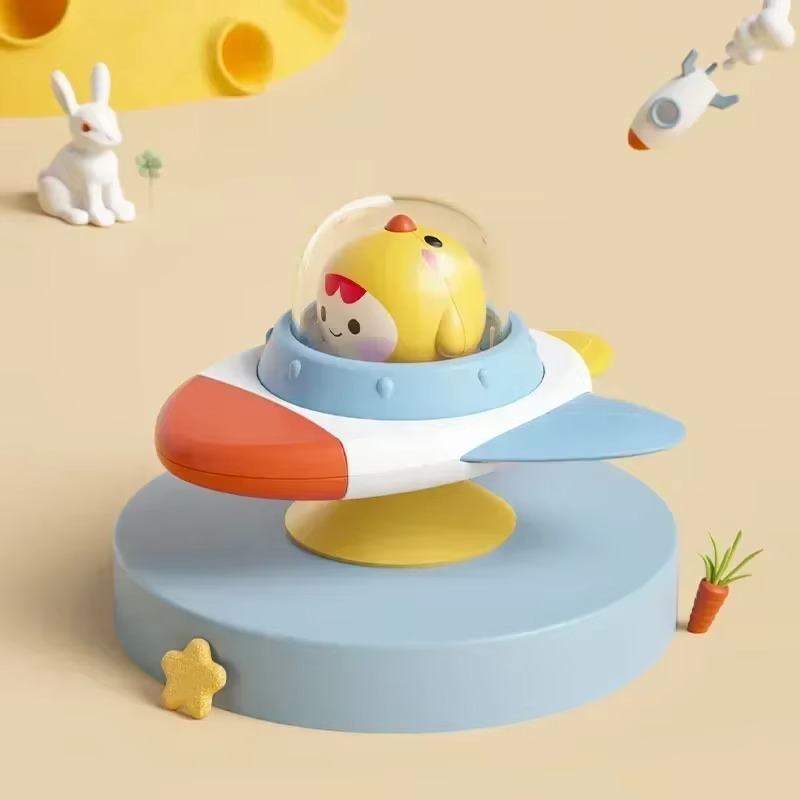 Bath time fun with a waterproof spinning suction cup toy, designed for sensory and active play