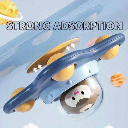 Set of three colorful children's spinning suction cup toys, perfect for bath or high chair use