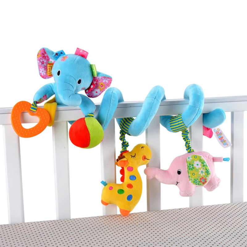 Baby car seat spiral toy, with cute hanging characters, perfect for stimulating young minds
