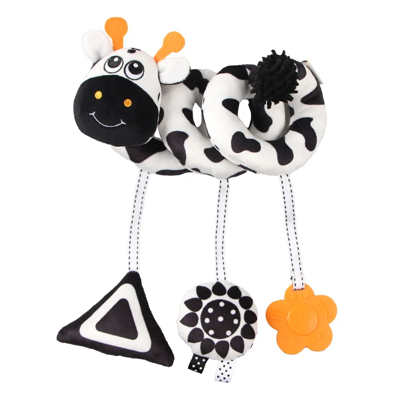 Baby spiral toy with dangling elements, encourages hand-eye coordination & auditory learning