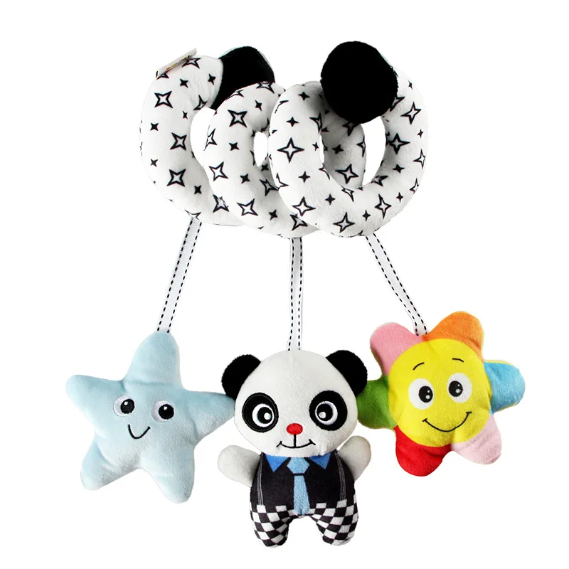 Plush spiral baby activity toy, perfect for car seats, prams, and cribs, encourages exploration