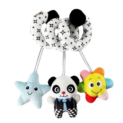 Plush spiral baby activity toy, perfect for car seats, prams, and cribs, encourages exploration