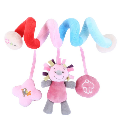 Pram spiral toy with contrasting patterns, captures baby's attention and promotes focus