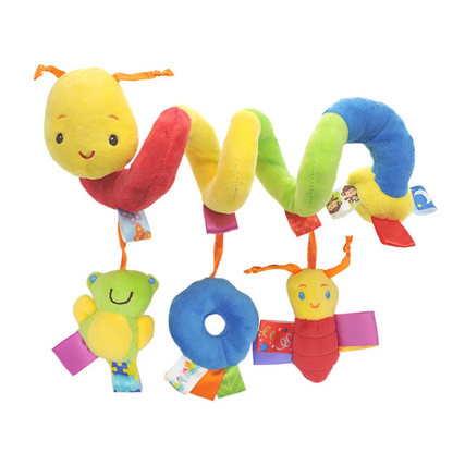 Baby spiral car seat & pram toy, engaging textures and colors for comprehensive sensory development