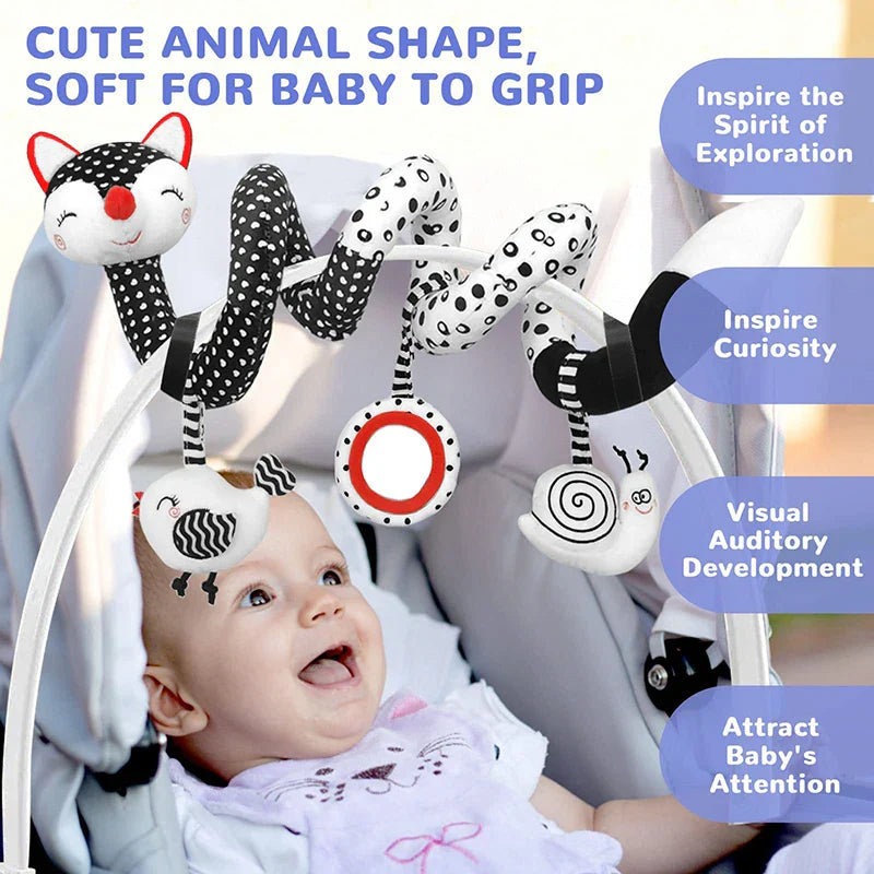 Colorful spiral baby toy, enhances visual stimulation, ideal for crib, pram & car seat