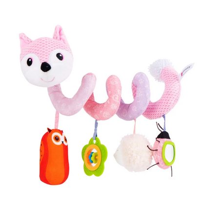 Car seat spiral toy, safe and soft, keeps baby entertained during travel & outings