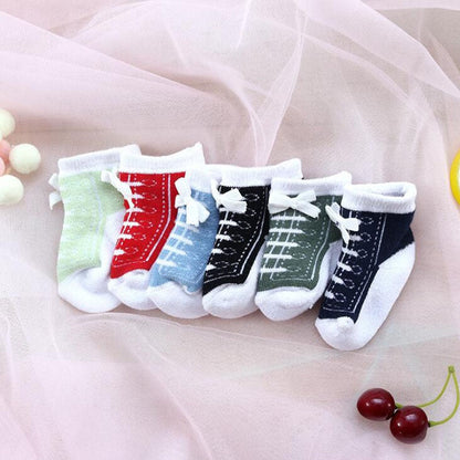 Stylish baby accessories: gray and orange sports shoe design socks for 0-12 months, soft and cozy