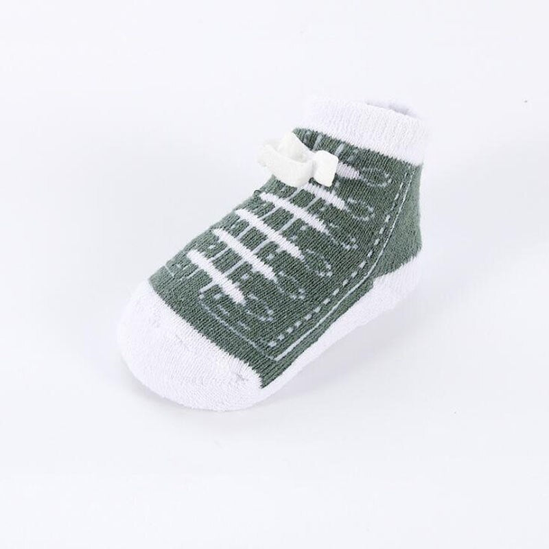 Unisex baby infant socks with classic sports shoe pattern, perfect for 0-12 month baby clothing