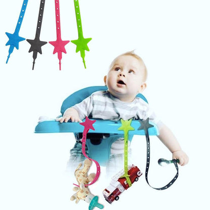 Star design silicone pacifier clip, non-toxic & essential baby gear for infant care.