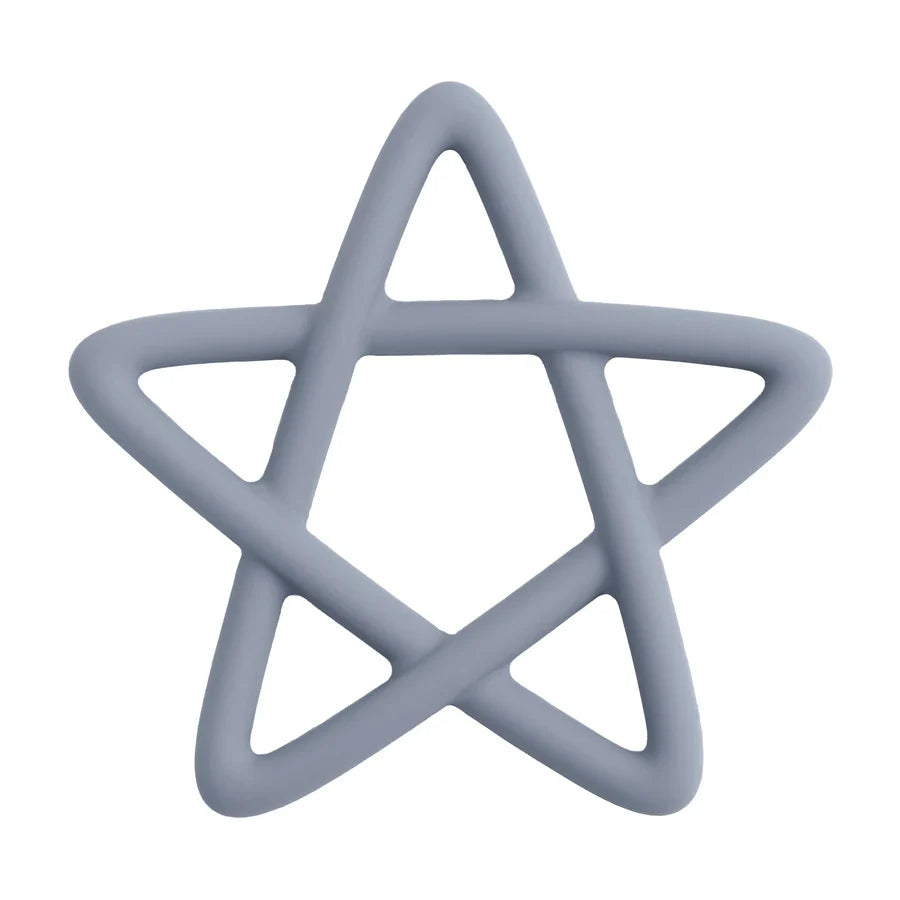 Set of star silicone teethers in various colors, providing natural relief for baby's gums