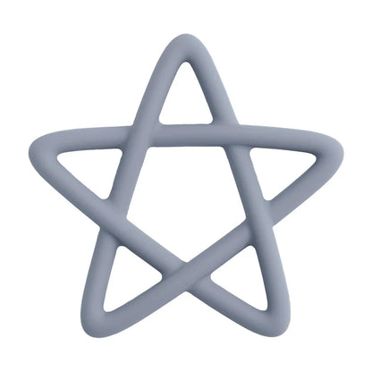 Set of star silicone teethers in various colors, providing natural relief for baby's gums