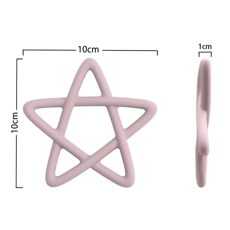 Green star baby teething toy made from safe silicone, ideal for baby gum relief during teething