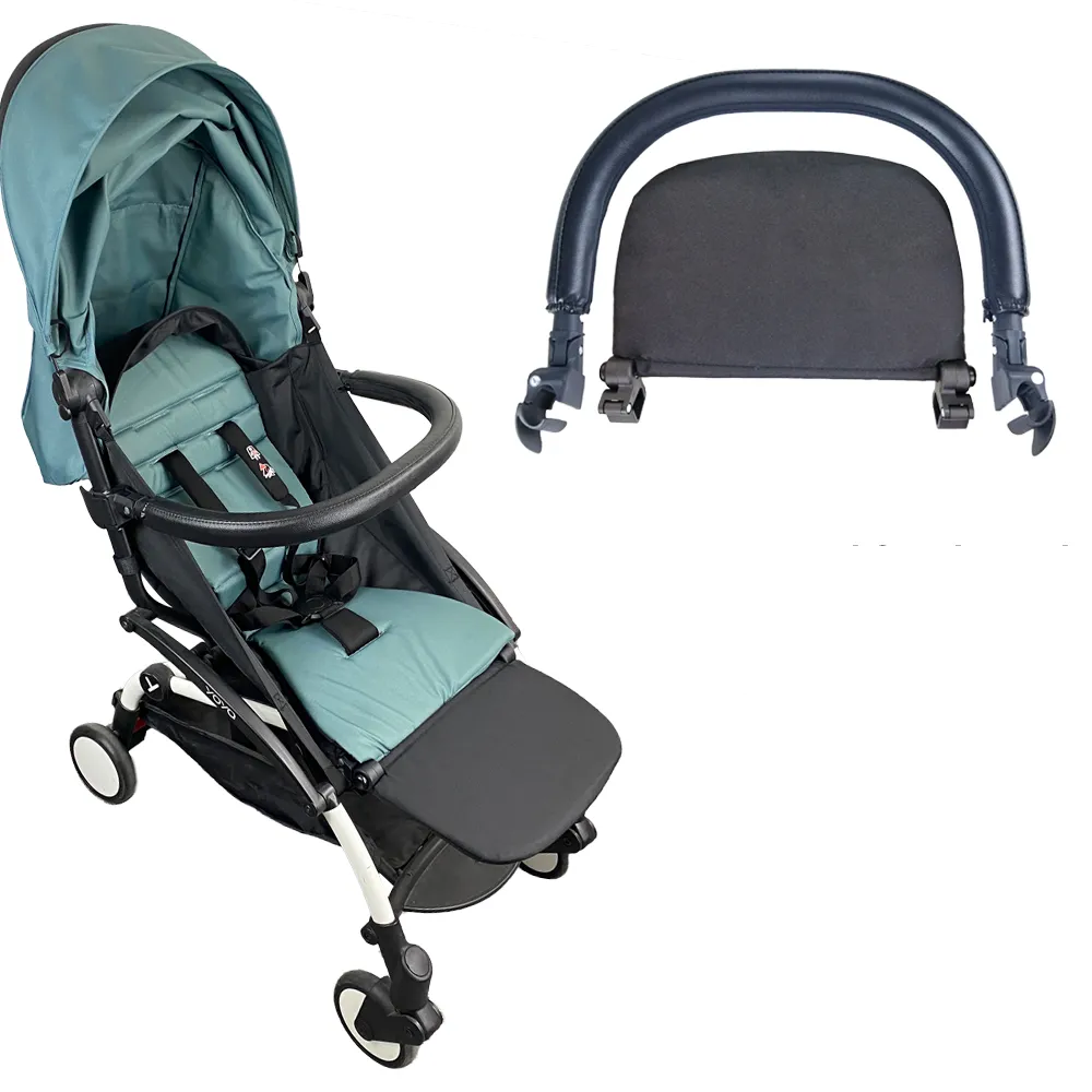 Baby Stroller Accessories Set with linen footboard and leather handlebar for enhanced comfort