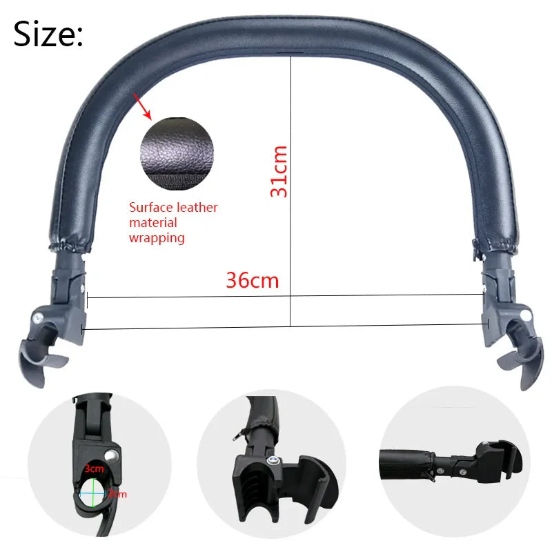 Premium leather handlebar from the baby stroller accessories set, designed for comfortable grip