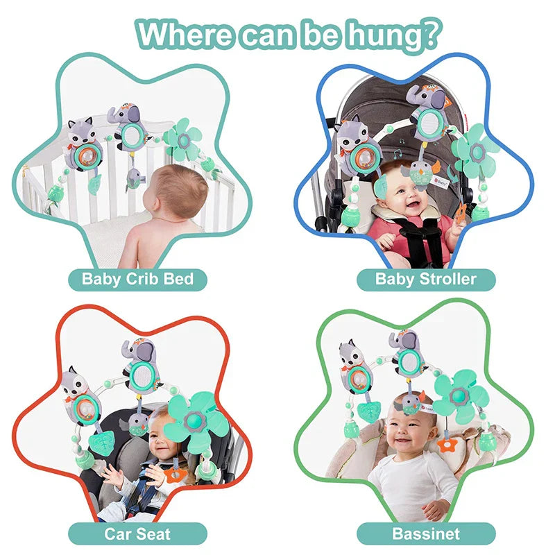 Travel-friendly baby stroller arch toy with musical mobile, perfect for infant entertainment