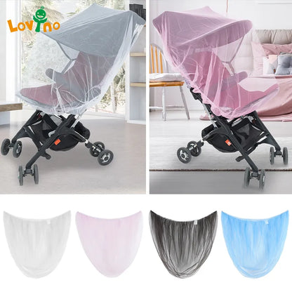 White polyester mosquito net specifically designed for baby strollers, ensuring bug protection for newborns.
