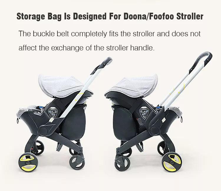 Baby accessories: black stroller organizer with reflective stripes for added safety and visibility
