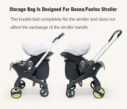 Baby accessories: black stroller organizer with reflective stripes for added safety and visibility