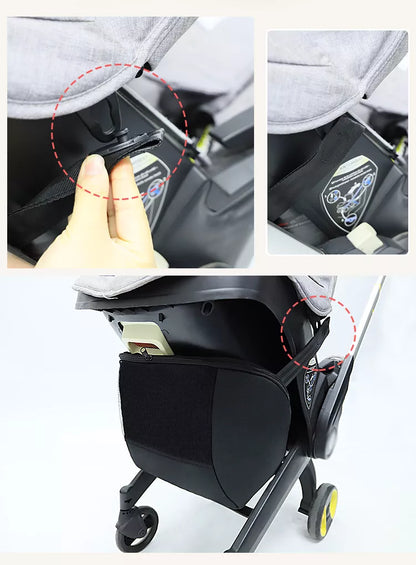 Lightweight baby travel organizer in black, perfect for keeping bottles and snacks within reach