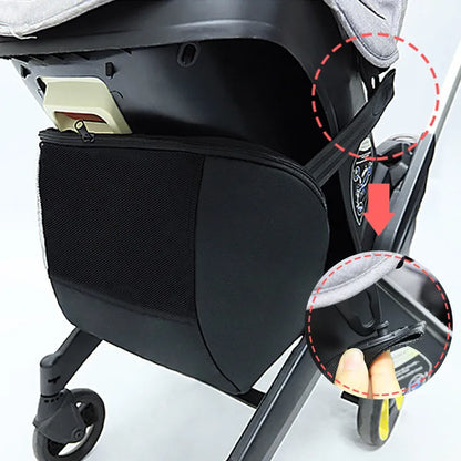 Stylish black polyester diaper bag & stroller organizer, perfect for infant gear and parenting solutions