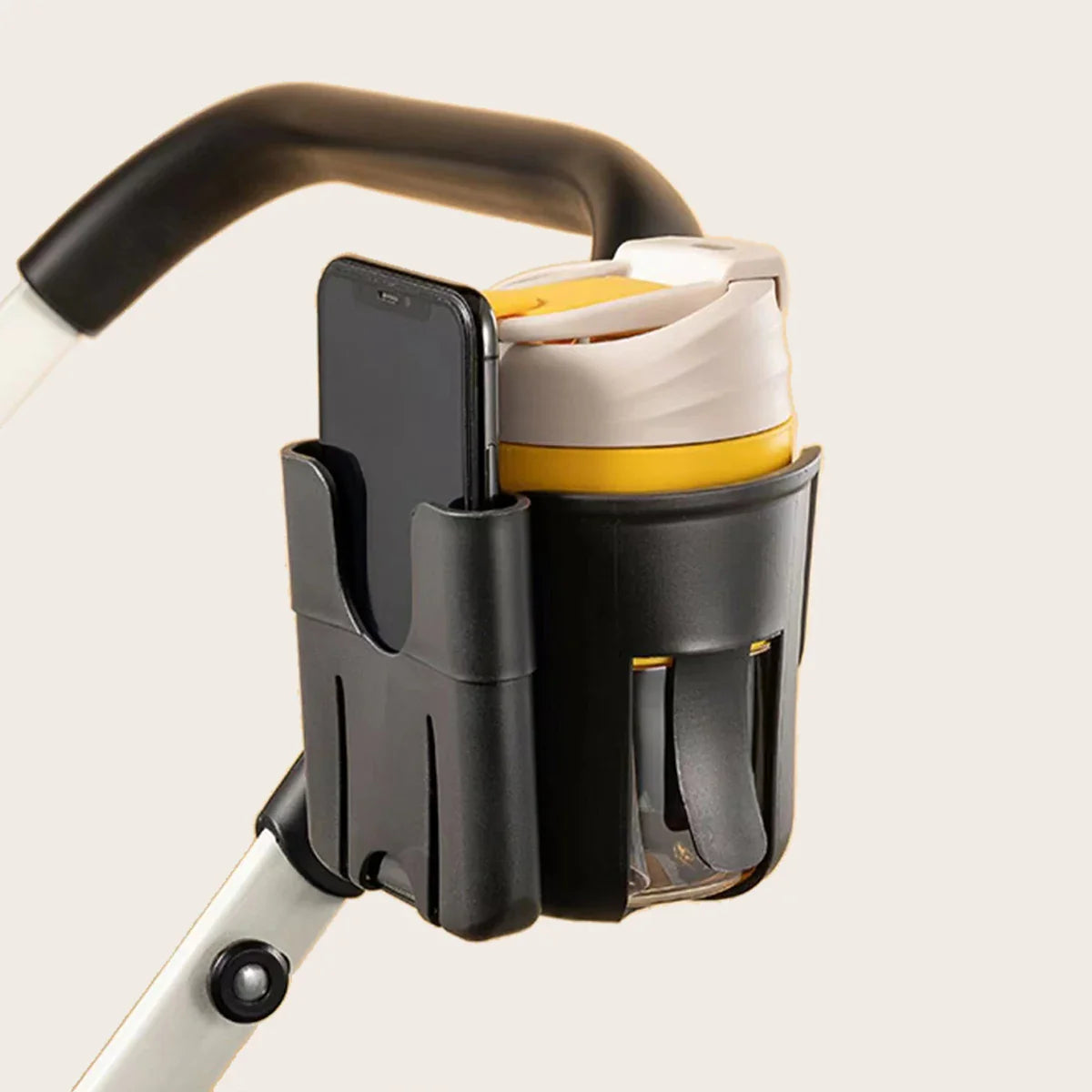 Parenting essential: 2-in-1 stroller cup and phone holder, ideal for quick access and travel.