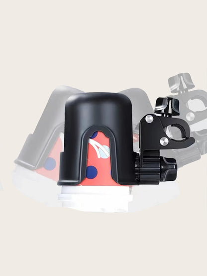 Stroller accessory featuring a sturdy bottle compartment and a smartphone slot for convenience.