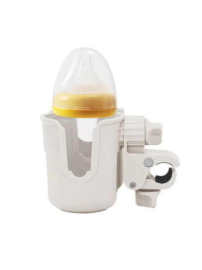 On-the-go stroller accessory: combined phone and bottle holder, simplifying baby travel.