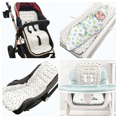 All-season baby stroller insert, plush cotton comfort pad, essential baby gear accessory