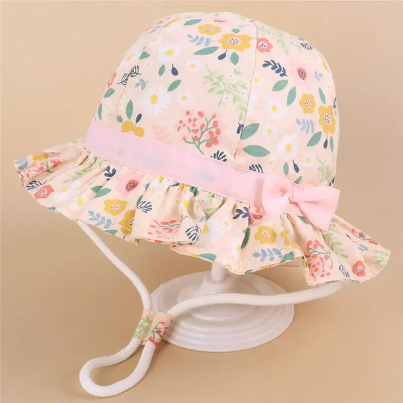 Toddler sun hat, kids beachwear, UPF 50+, wide brim, orange cotton fabric