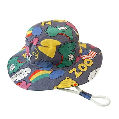 Toddler sun hat with secure chin strap, prevents hat from falling off on windy days