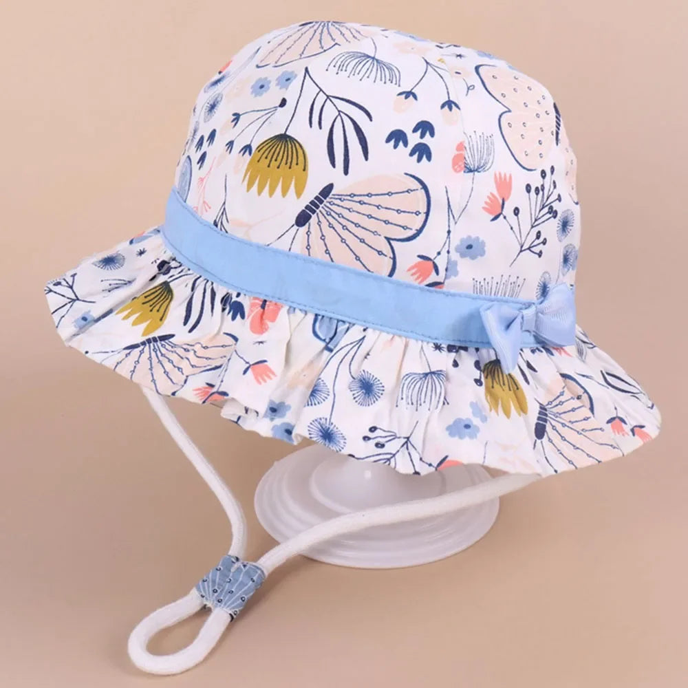 Adjustable cotton sun hat for baby, summer outdoor adventure, yellow color