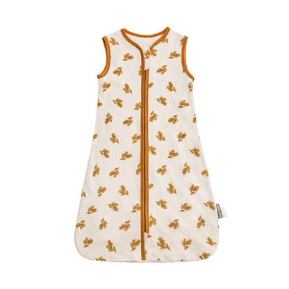 Assortment of baby summer thin sleep sacks in various colors and patterns, breathable cotton, 3-24 months.