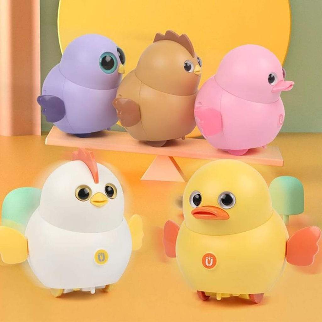 Toddler chicken toy, swinging motion for babies, sensory play, preschool learning, cute chick design