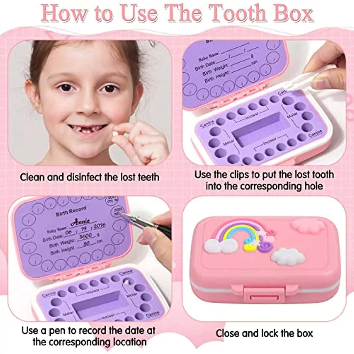 Childhood memories teeth holder, a unique baby gift for dental milestones and tooth fairy visits