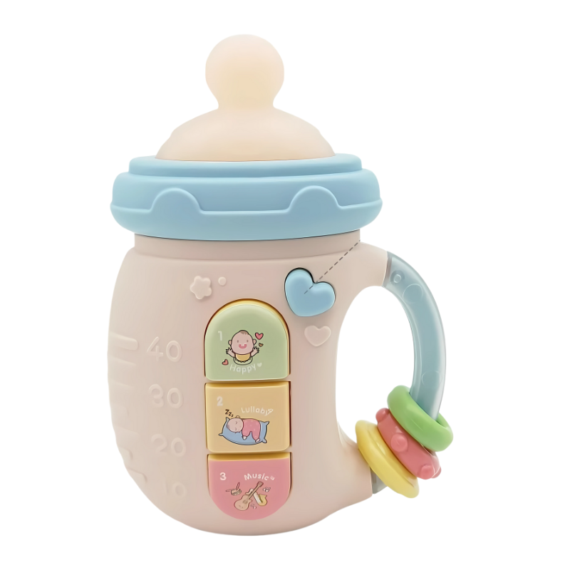Toddler teether toy featuring bright lights and music, ideal for soothing gums and stimulating infant development.