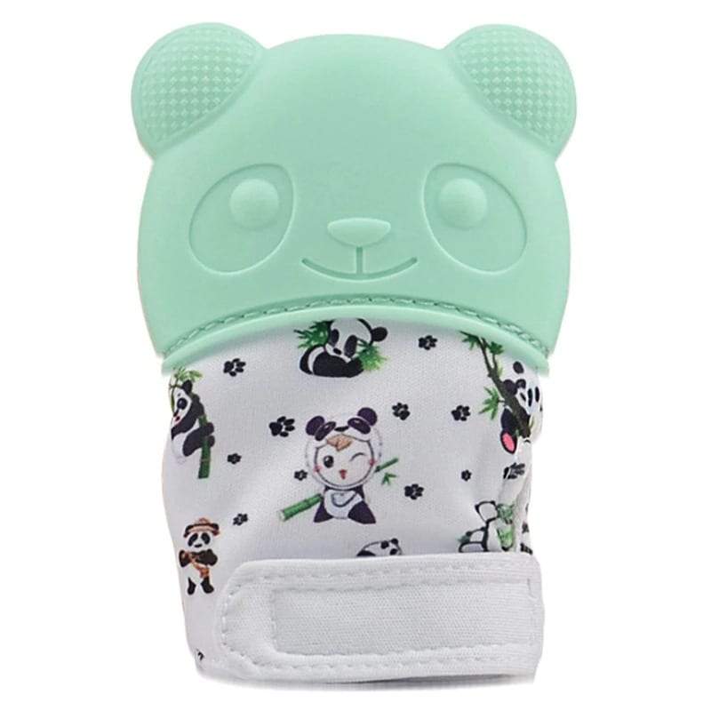 Different colors of Baby Teething Mittens with silicone soothers for infants' developmental needs