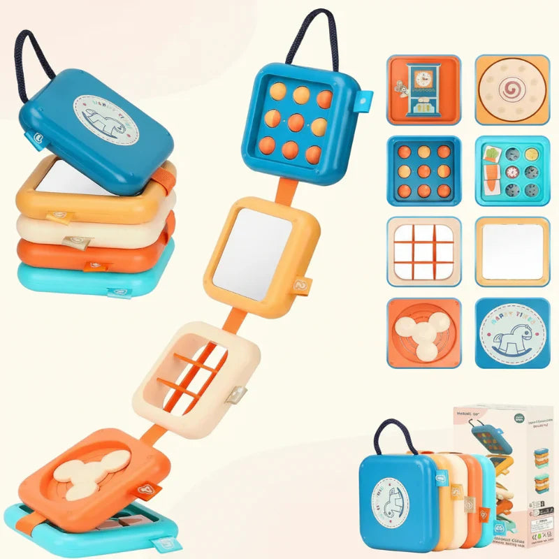 Baby travel activity board for fine motor skill development, colorful montessori toy for toddlers