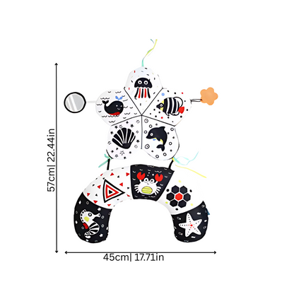 Infant tummy time pillow supporting newborns & toddlers, designed for developmental play & visual stimulation.