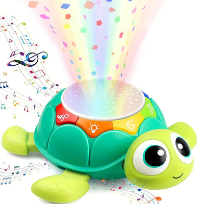 Infant engaging with Baby Turtle Crawling Projector, promoting early development and crawling