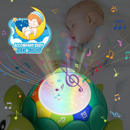 Side profile of Baby Turtle Crawling Projector, an early development musical light toy for babies