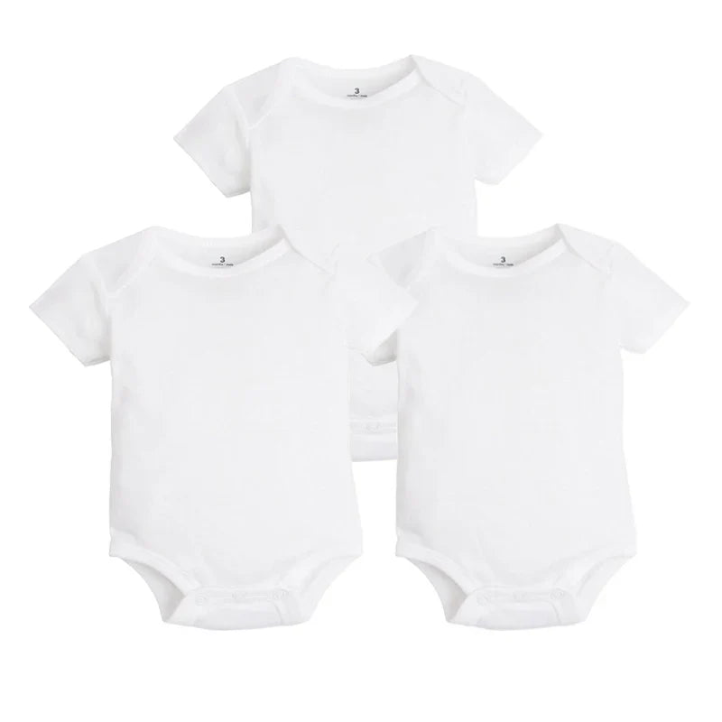 Baby unisex cotton 3-piece pajama set, pink with tiny heart details, a charming infant sleepwear option.