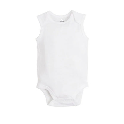 Folded baby unisex cotton sleepwear set, 3 pieces, showing a tag with size 'newborn', gentle fabric.